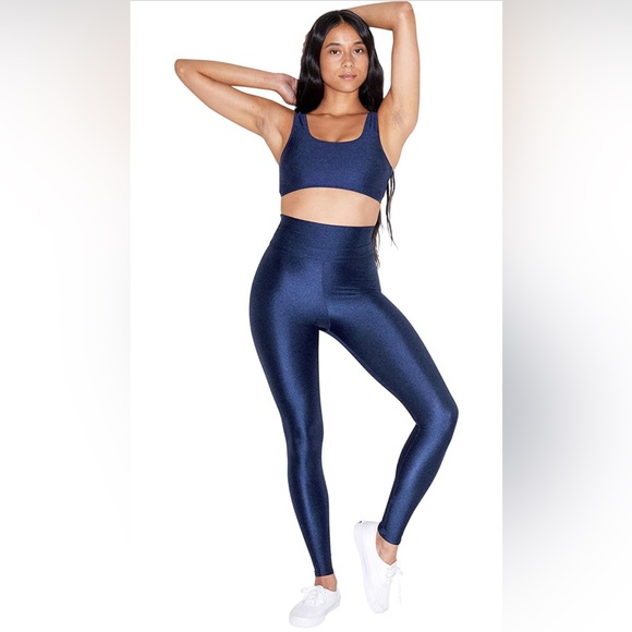 American Apparel Women's Nylon Tricot High Waist Legging, Cobalt - Picture 1 of 5